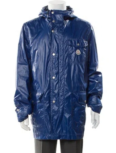 Pre-owned Moncler Signature Logo Parka In Blue
