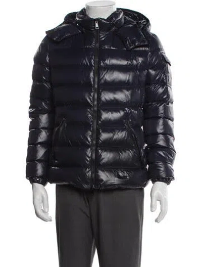 Pre-owned Moncler Signature Logo Puffer Coat In Blue
