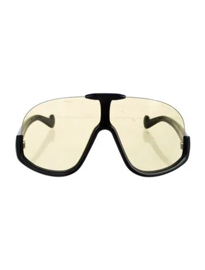 Pre-owned Moncler Signature Logo Shield Sunglasses In Black