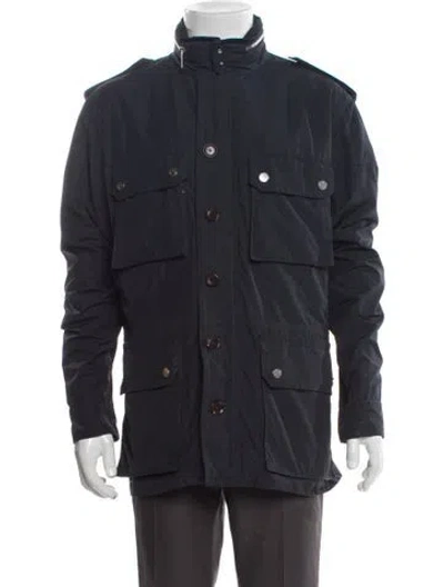 Pre-owned Moncler Signature Logo Utility Jacket In Blue