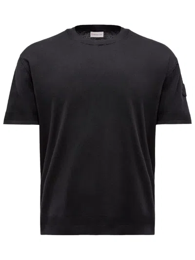 MONCLER SILK & COTTON KNIT T-SHIRT