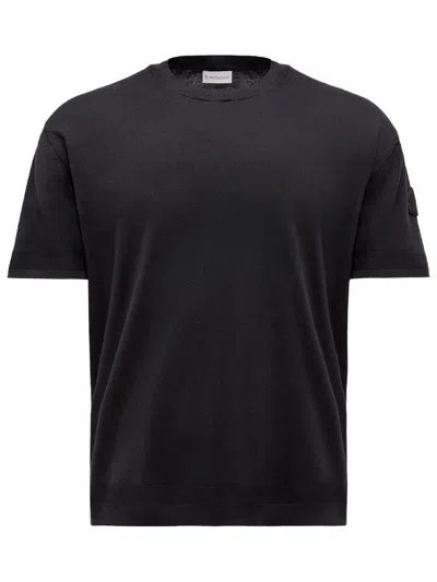 MONCLER SILK & COTTON KNIT T-SHIRT