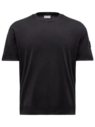 Moncler Silk And Cotton T-shirt In Blue