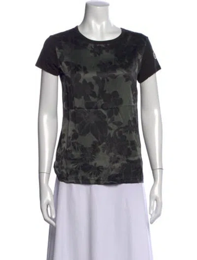 Pre-owned Moncler Silk Floral Print T-shirt In Black