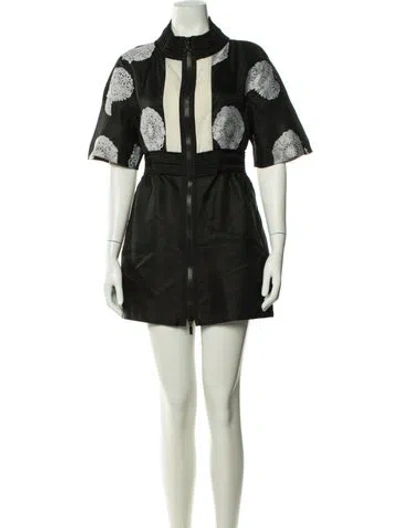 Pre-owned Moncler Silk Mini Dress In Blue