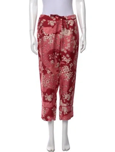 Pre-owned Moncler Silk Straight Leg Pants In Red
