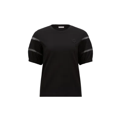 MONCLER T-SHIRT EN COTON À FINITION EN SOIE