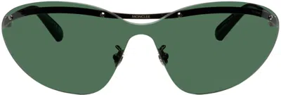 Moncler Silver Carrion Sunglasses In 14n Silver/green