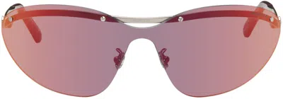 Moncler Silver Carrion Sunglasses In 14u Silver Bordeaux