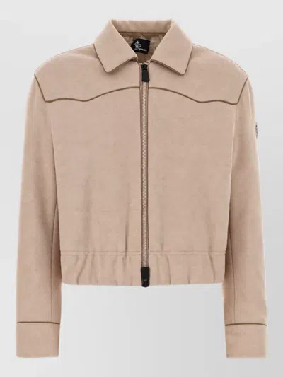 Moncler Single Breasted Coat In Brown