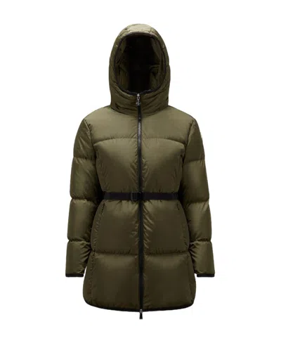 Moncler Sirli Belted Puffer Jacket In Green