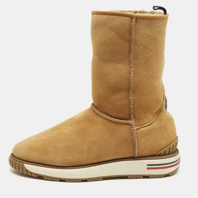 Pre-owned Moncler Size 42 Brown Suede Ankle Length Boots