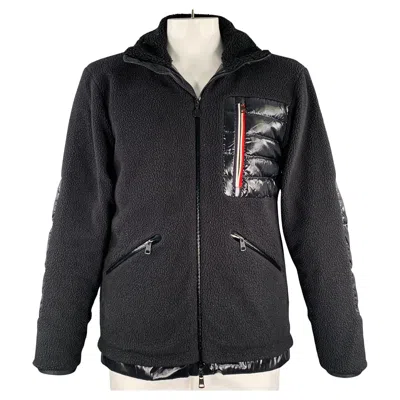 Pre-owned Moncler Size L Black Mixed Fabrics Down Filled Zip Up Jacket