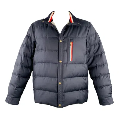 Pre-owned Moncler Size Xxl Navy Quilted Wool Snaps Jacket In Blue