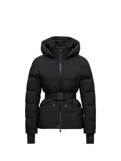 Moncler Tolima Hooded Belted Stretch-shell Down Ski Jacket In Black