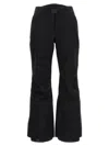 Moncler Ladies Black Buckled Ankle-zip Straight Trousers In Black