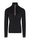 Moncler High Collar Knit Sweatshirt Contrast Trim In Black