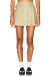Moncler Pleated Logo Mini Skirt In Neutral