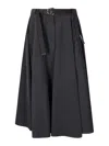 Moncler Flowing Black Maxi Skirt With Belted Waist In Black
