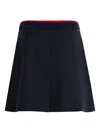 Moncler A-line Box-pleat Skirt Contrasting Waistband In Blue