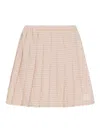 Moncler Checked Pleated Mid Rise Cotton Polyester Skirt In Nude