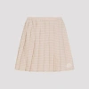 Moncler Checked Pleated Mid Rise Cotton Polyester Skirt In Neutral