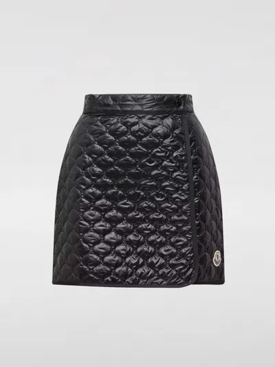 Moncler Quilted Black Skirt With Glossy Finish And Wrap Style