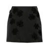 Moncler Satin Flower Embroidered Mini Skirt In Black