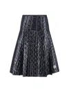 Moncler Gonna Midi Padded With Quilted Checkered Pattern In Black