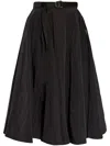 Moncler Flowing Black Maxi Skirt With Belted Waist In Black