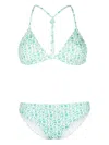 Moncler All-over Logo Printed Triangle Bikini With Adjustable Should In Sky Blue