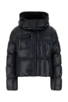 Moncler Erea Square-quilted Hooded Short Down Jacket In Black