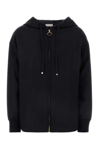 Moncler Slate Wool Blend Jacket In Black