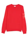 Moncler Sleeve-pocket Crew-neck Sweater In Red