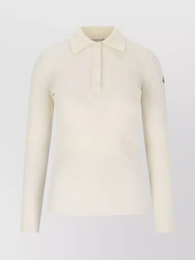 MONCLER SLEEVED POLO COLLAR RIBBED TEXTURE TOP
