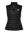Moncler Quilted Black Vest With High Collar And Fitted Silhouette In Black