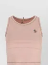 Moncler Sleeveless Crew Neck Contrast Stitching In Pink