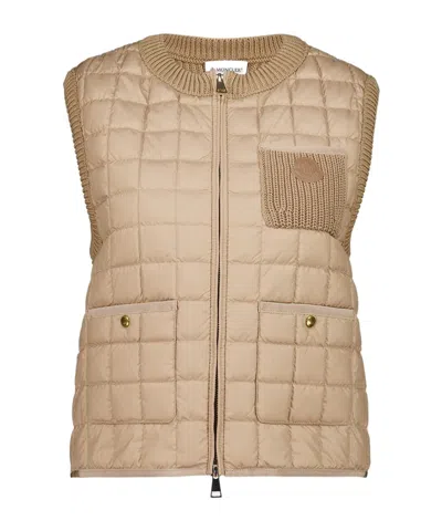 Moncler Sleeveless Down Vest In Gold