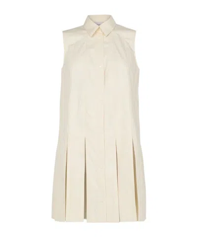 Moncler Cotton And Silk Mini Chemisier Dress In White