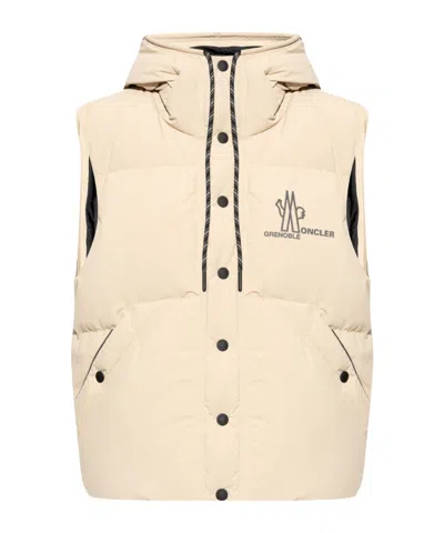 Moncler Sleeveless Hooded Cotton Suit In Nude