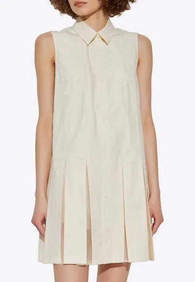 Moncler Sleeveless Mini Dress With Shorts In Neutral