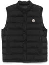Moncler Sleeveless Quilted Coat With High Collar And Snap Closure In Navy