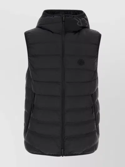 Moncler Sleeveless Quilted High Collar Down Jacket In Black