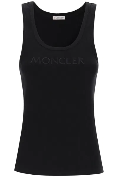 Moncler Sleeveless Ribbed Jersey Top In Black