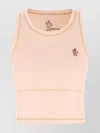 Moncler Sleeveless Round Neck Top With Contrast Stitching In Pink