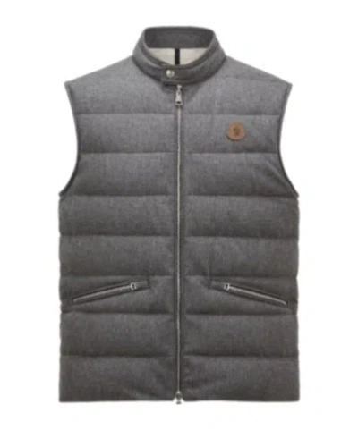 Moncler Sleevless Down Vest In Gray