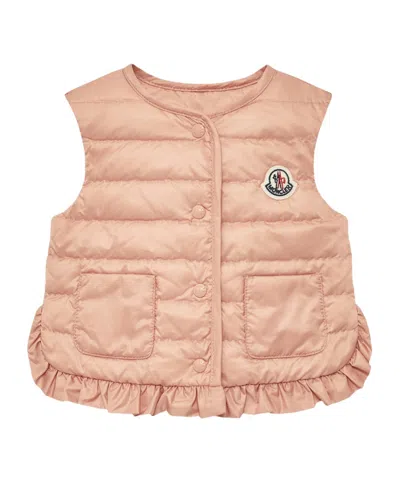 Moncler Sleevless Down Vest In Nude