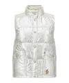 Moncler Doudoune Sans Manches En Lamé Pinchot In White
