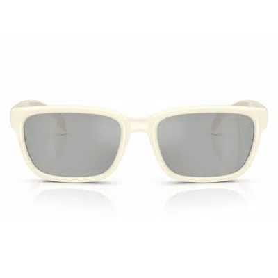 Moncler Slicka Clear Mirror Silver Rectangular Unisex Sunglasses Me8002 50028v 55 In Gray