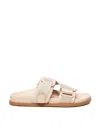 Moncler Women Mon Summer Leather Sandals With Nylon Details In Light Pink